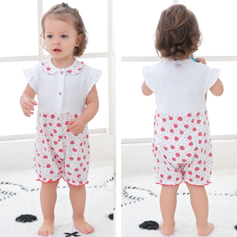 Áo Liền Quần Bằng Cotton Tay Ngắn Thời Trang Mùa Hè Cho Bé Gái Sơ Sinh 2171