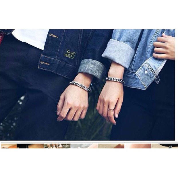[Mã FAMAYFA giảm 10K đơn 50K] Vòng tay hợp kim xi titan Nam nữ, vòng đôi xích khóa cài bấm cá tính VTD11 | BigBuy360 - bigbuy360.vn