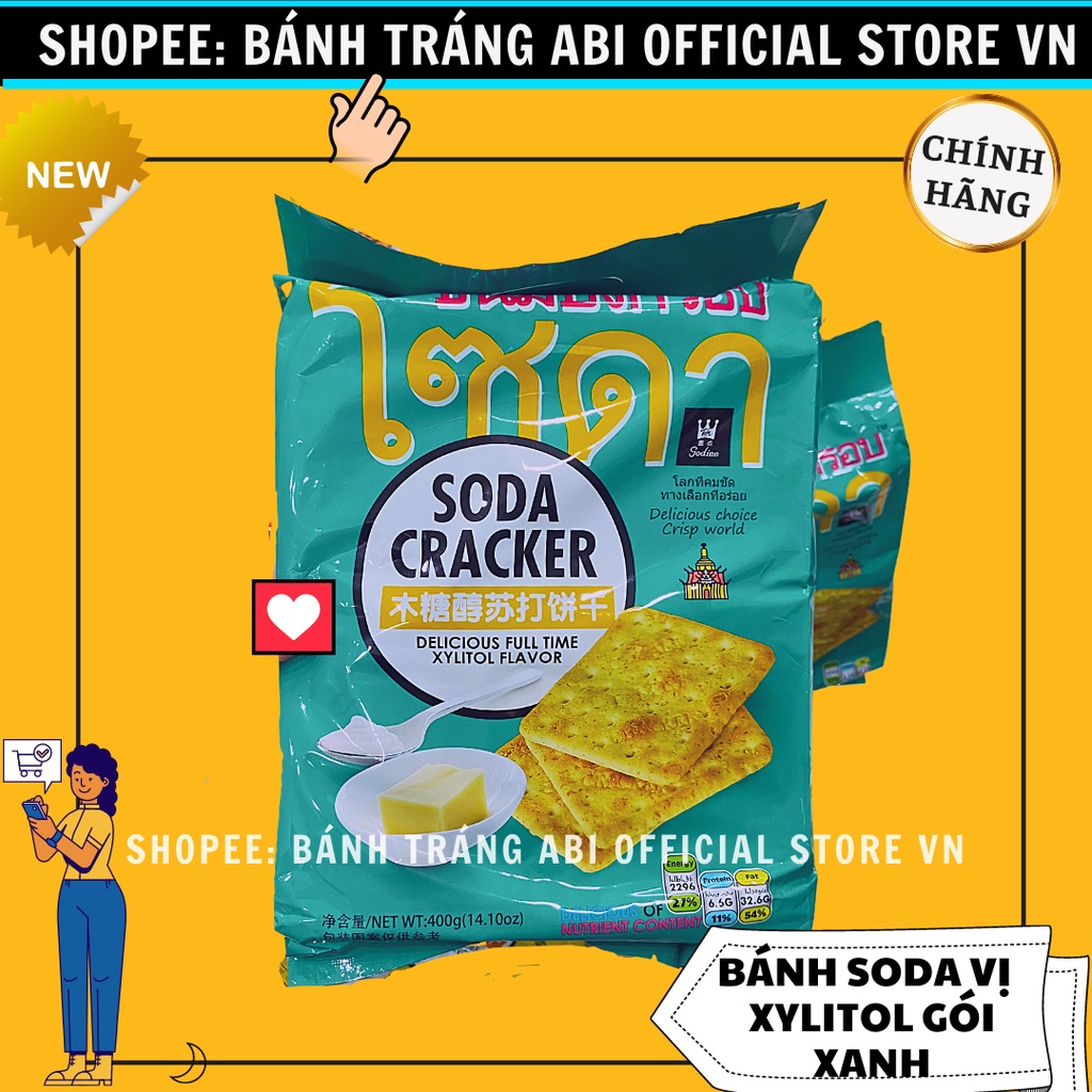BÁNH QUY SODA CRACKER ĂN KIÊNG THÁI LAN 3 VỊ GÓI 400G