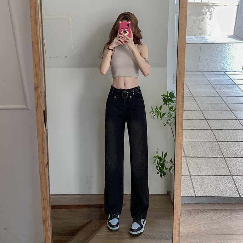 Quần jeans Nữ Dài Lưng Cao Ống Rộng Thời Trang Hàn Quốc