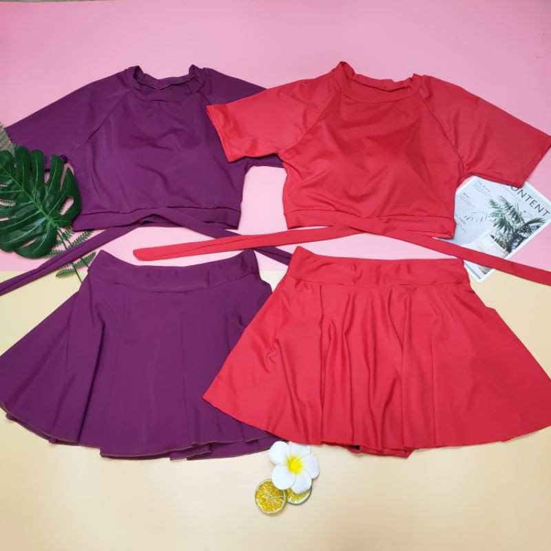 Bikini Nữ Hai Mảnh Aó Crop Quần Váy Freesize Bin Sports BHV082 | BigBuy360 - bigbuy360.vn