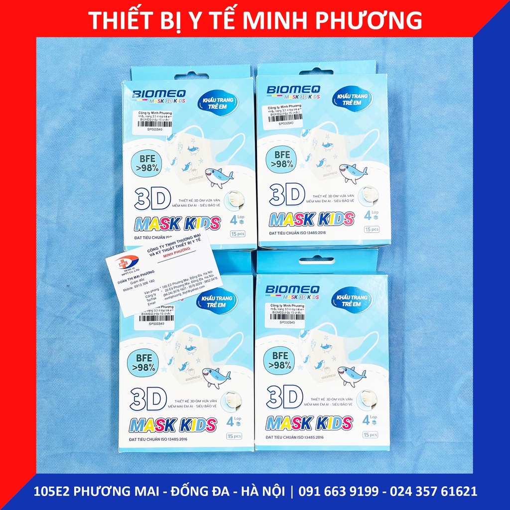 Khẩu trang 3D 4 lớp trẻ em BIOMEQ (hộp 15 chiếc)