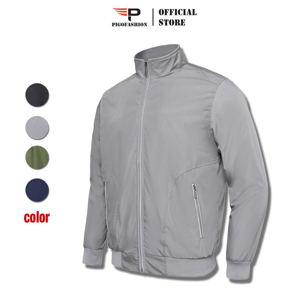 [Mã LTBAUAB19 giảm 7% đơn 99K] Áo khoác dù nam cổ đứng có viền dạ quang chống nước PigoFashion PAKD37 màu xám