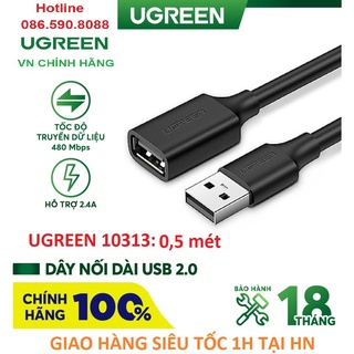 Cáp nối dài usb 2.0 ugreen 10313 dài 0,5 mét - hàng chính hãng bh 18 tháng