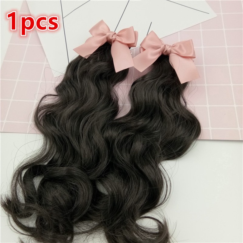 Tóc giả xoăn đuôi ngựa đính nơ xinh xắn cho bé gái