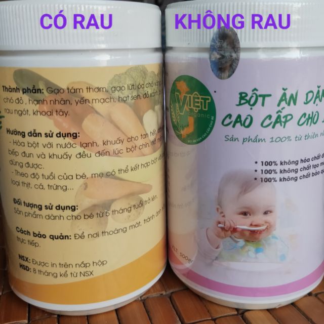 Bột ăn dặm cao cấp cho trẻ từ 4th.( Hàng luôn sẵn) 1kg 2 hộp 2 vị
