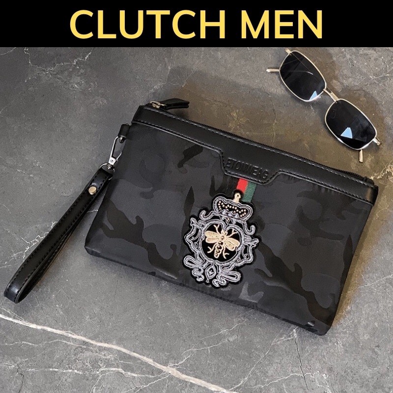 Ví cầm tay nam hàn quốc -BH 24 tháng- clutch nam phong cách- ví nam màu đen