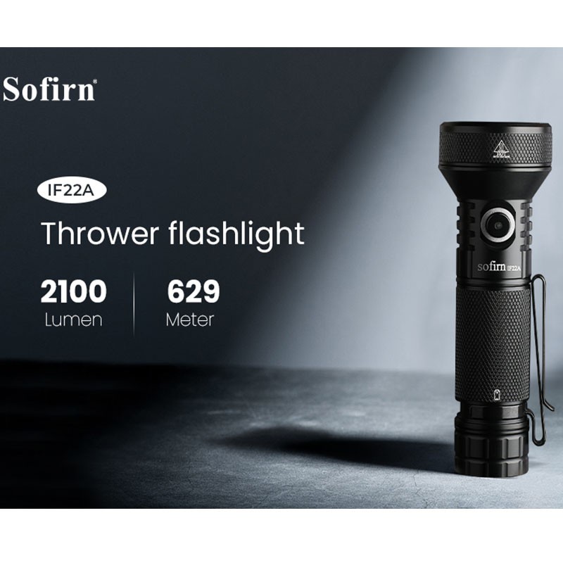 Đèn pin Sofirn IF22A 3A 2100 lumen Sft40 700m có thể sạc lại hoạt động bằng pin 21700 dùng để đi cắm trại tiện dụng