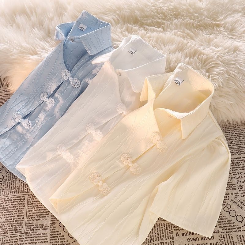 Áo Sơ Mi Ngắn Tay Có Cổ Phối Nút Thời Trang Mùa Hè Mới Dành Cho Nữ