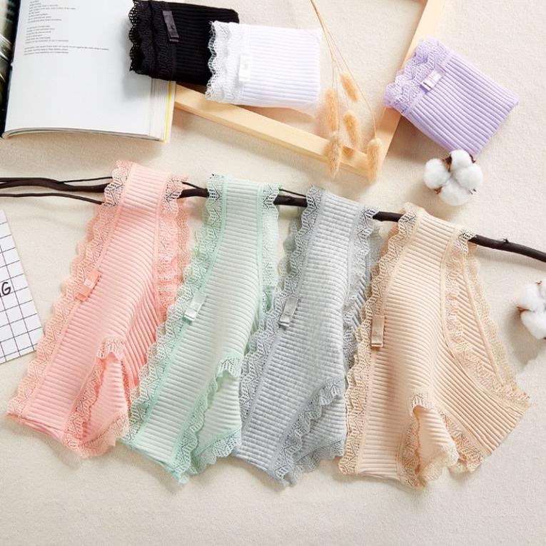 ❤️ Quần Lót Nữ Cotton viền ren gân tăm kháng khuẩn hoạ tiết viền ren sexy điệu đà Mẫu 029 ❤️