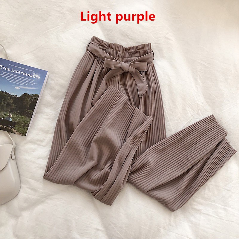 [Baywellfashion]Quần ống rộng màu trơn lưng thun co giãn cho nữ | BigBuy360 - bigbuy360.vn