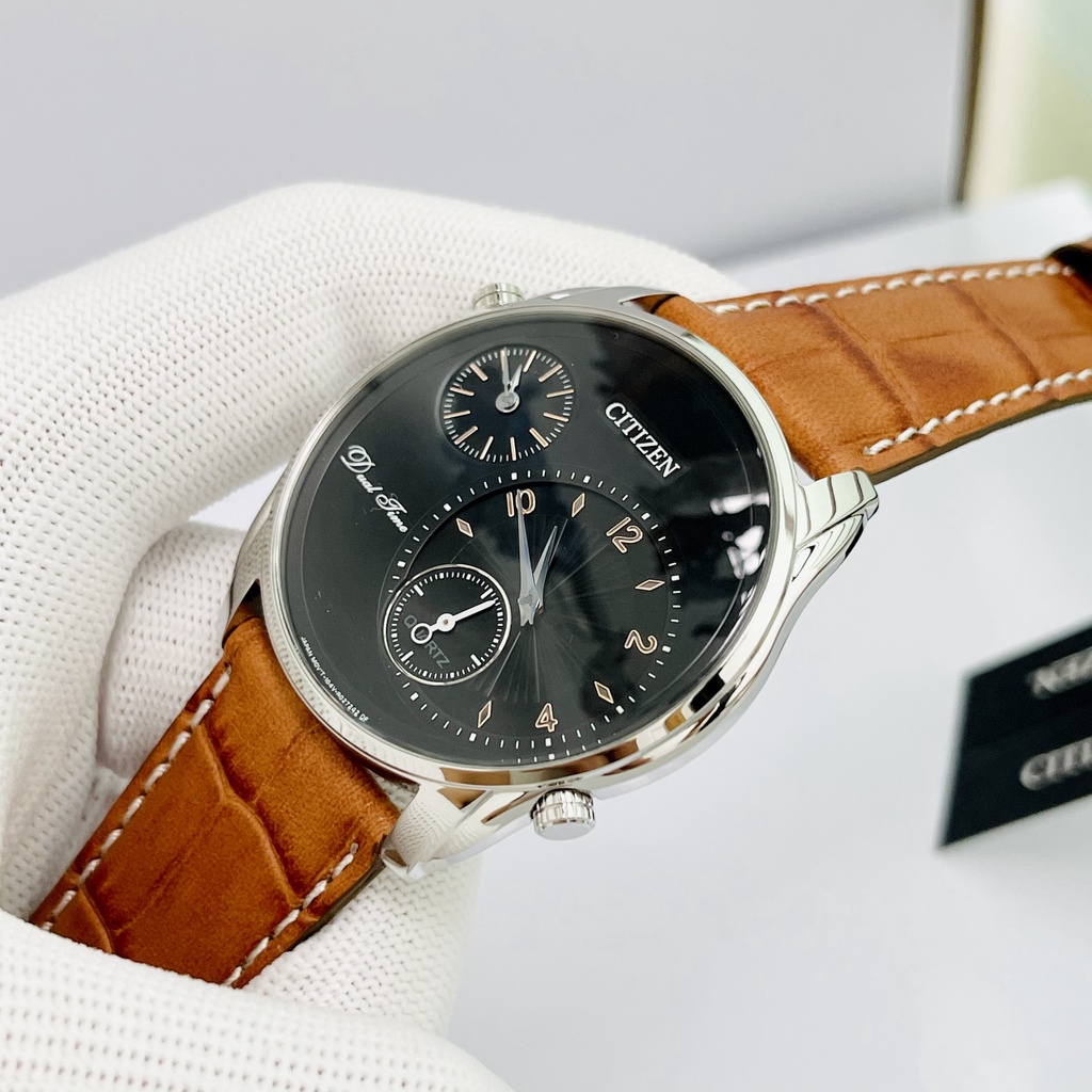 Đồng hồ nam chính hãng Citizen AO3030-08E Dây da Size 42mm mặt đen chống nước Bảo hành 1 năm Hyma watch