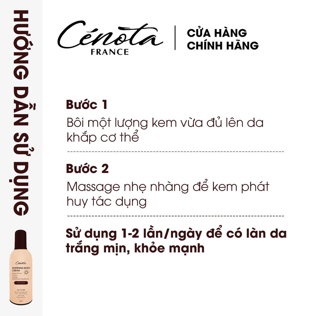 Kem trắng da body Cénota men rượu Sake 150ml