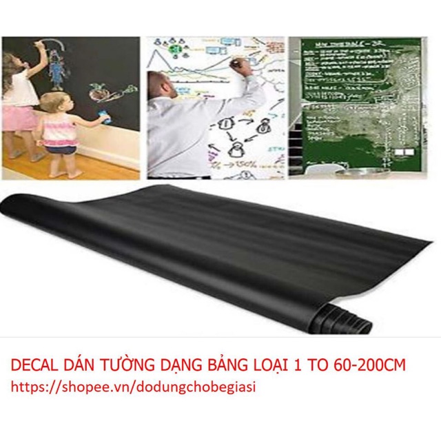 Decal Bảng Đen - Tấm Dán Tường Dạng Bảng Dùng Phấn Size to 60-200 cm