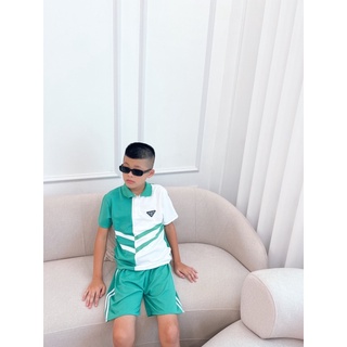 Bộ polo sọc chéo cho bé trai