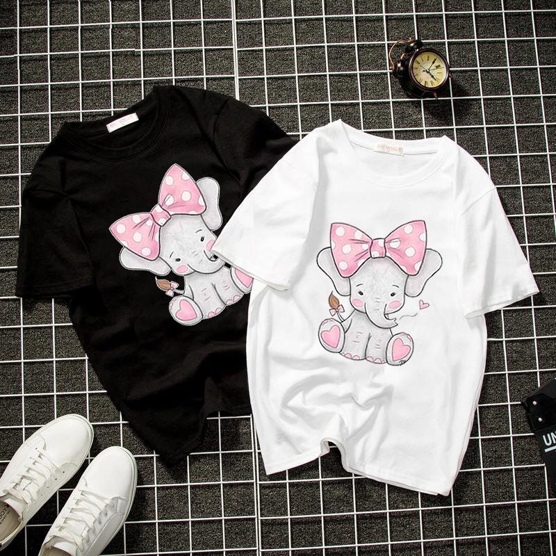 Áo thun Unisex form rộng voi dễ thương Hàn Quốc vải dày mịn 2019T1511