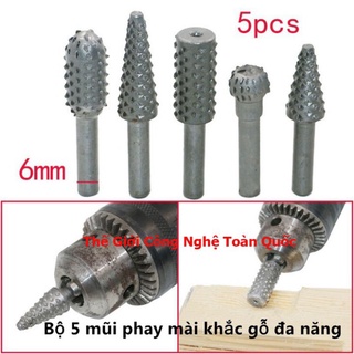 Bộ 5 mũi phay mài cắt gỗ đa năng