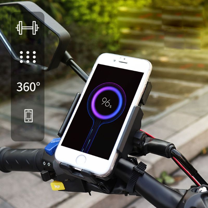 Giá Đỡ Điện Thoại Kiêm Sạc Không Dây Gắn Tay Lái Xe Mô Tô 4.5-7in Pho
