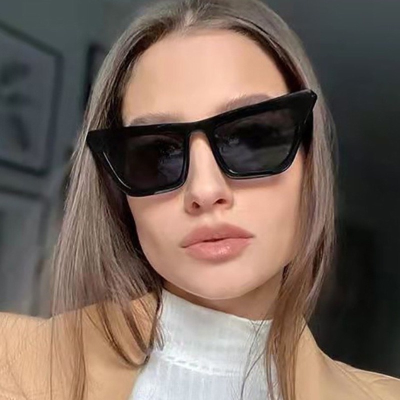 Kính Mát Mắt Mèo Màu Đen Phong Cách Cổ Điển Thời Trang Cho Nữ