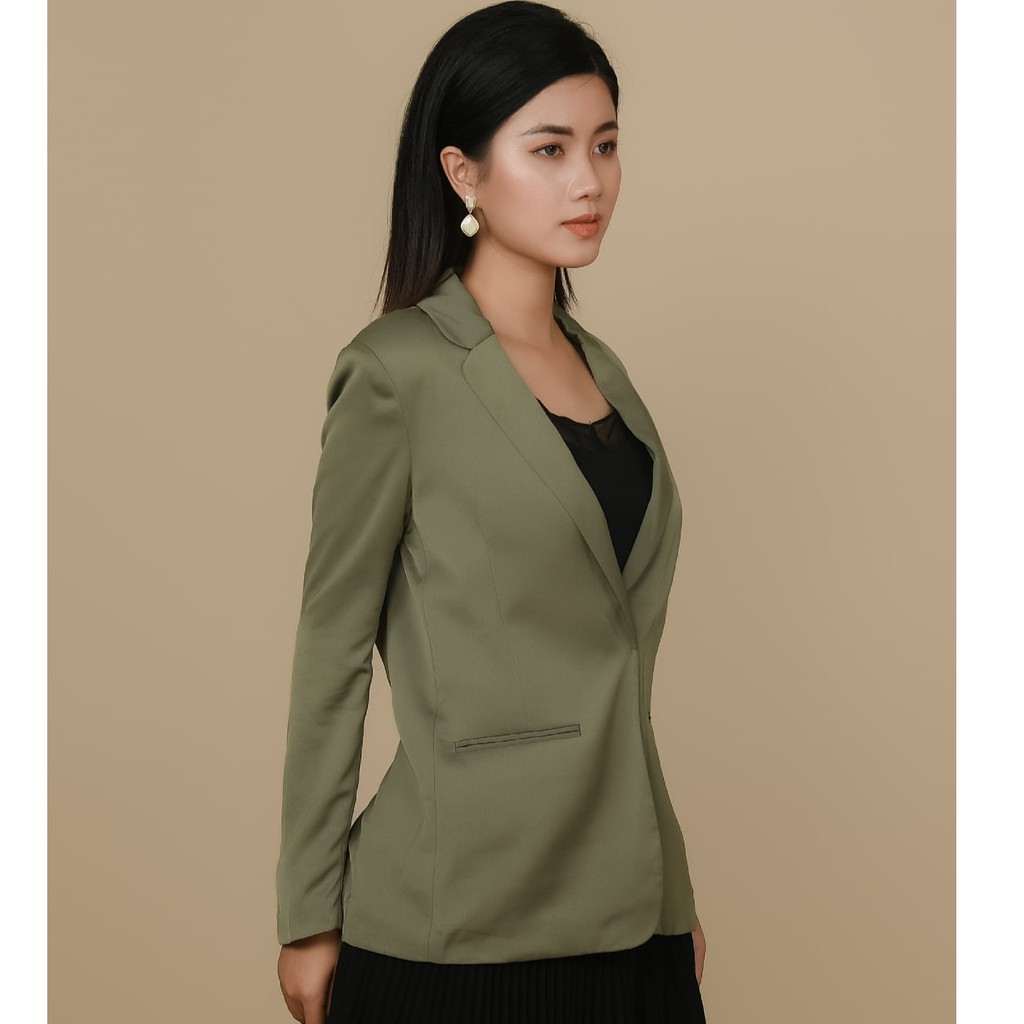 [Mã FAMALLT5 giảm 15% đơn 150k] Áo khoác blazer xanh cơi túi Elise