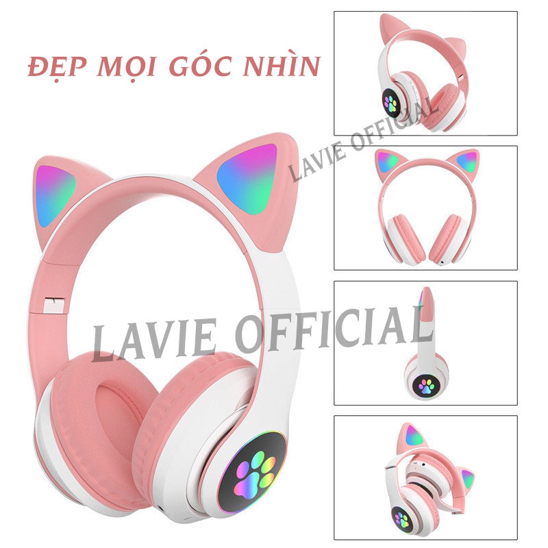 Tai Nghe Chụp Tai Bluetooth Tai Mèo Có Mic Tai Nghe Mèo Dễ Thương Học Online STN28