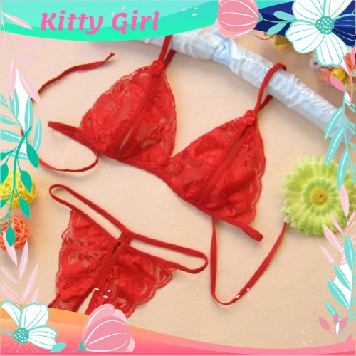 Bộ Đồ Lót Ren Xuyên Thấu Quần Chip Lọt Khe Áo Lót Không Mút Không Gọng - Nội Y Ren Sexy BL11 | BigBuy360 - bigbuy360.vn