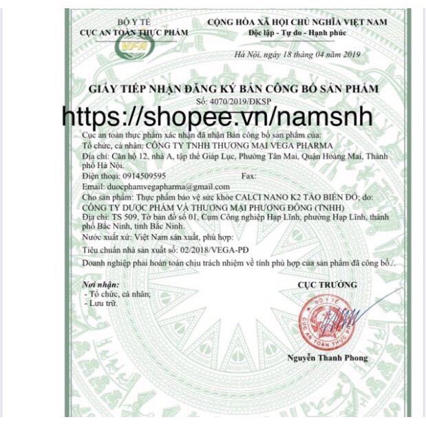 Viên uống calci nano K2 Tảo biển đỏ bổ sung canxi chống còi xương loãng xương
