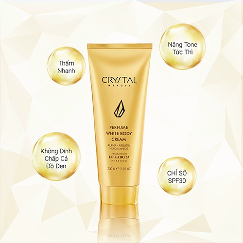 Kem dưỡng thể Crystal Beauty, white body cream và làm trắng da an toàn trắng sáng [Tuýp 200g]