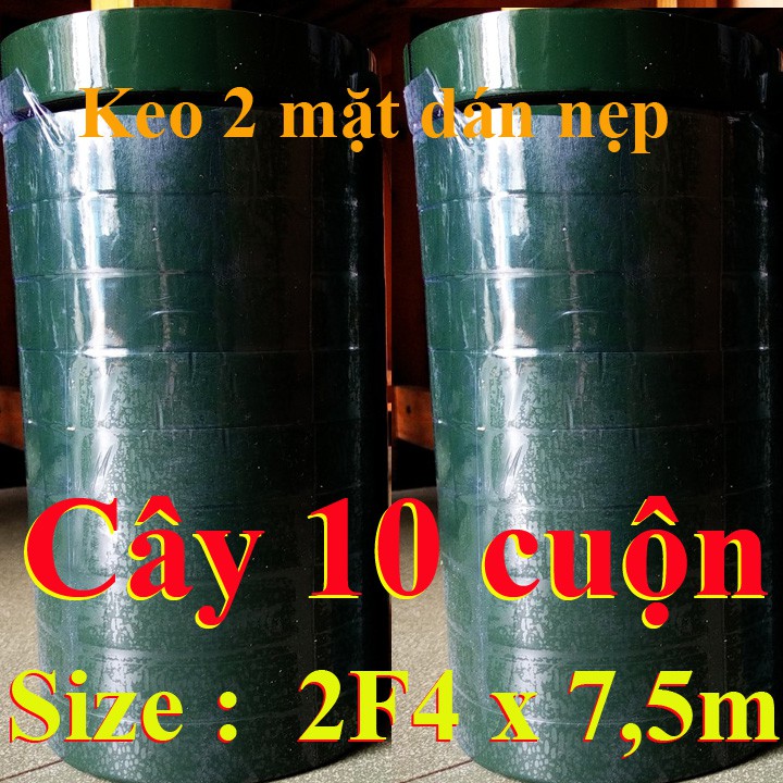 Cây 10 cuộn Keo 2 mặt Dán Nẹp Điện đen loại tốt Lớn 2F4 x 7,5m