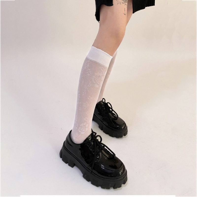 Tất Lưới Mỏng Cao Qua Gối Phối Ren Hoa Phong Cách Lolita