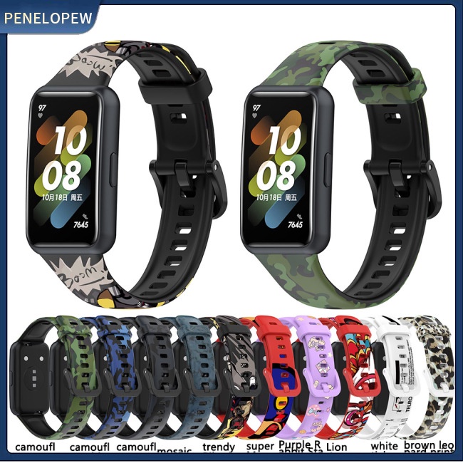 Dây Đeo Thay Thế Bằng Silicone Mềm In Họa Tiết Nhiều Màu Có Thể Điều Chỉnh Cho Huawei Band 7