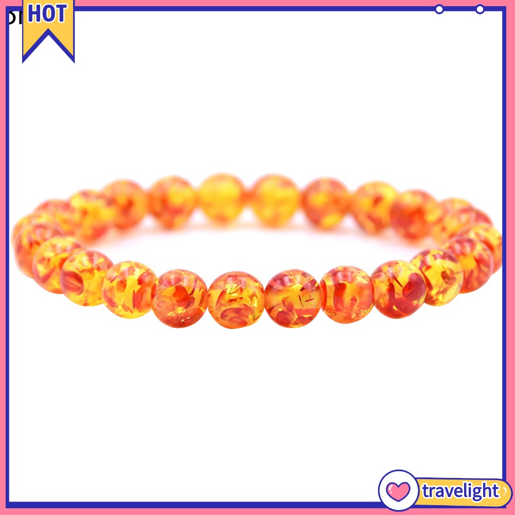 (Travelight) Vòng tay chuỗi hạt đá hổ phách 8mm/10mm thời trang cho nam và nữ