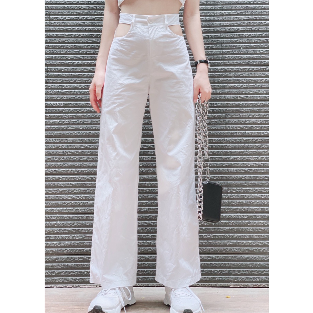 Set trang phục quần ống suông khoét eo mix áo thun 2 dây croptop 4YOUNG FASHION ST35