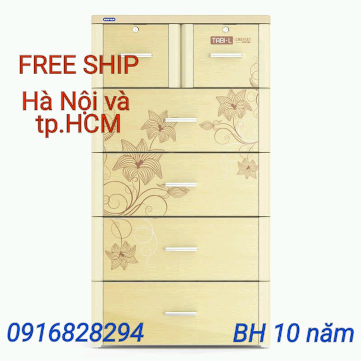 (SHIP HÀ NỘI) Tủ Nhựa Duy Tân TabiL 5 tầng Kem Vân Gỗ