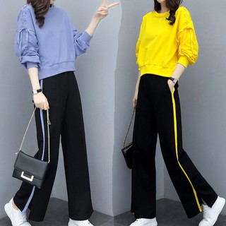 Set áo thun tay dài & quần dài thể thao nữ