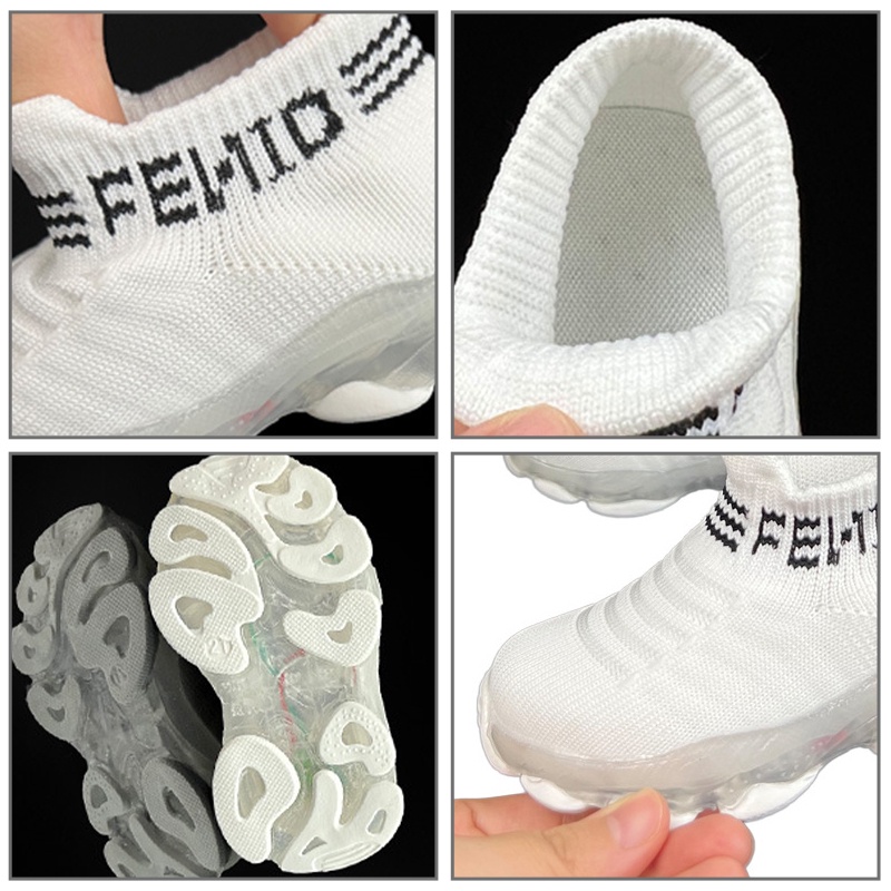 AMILA Giày Thể Thao One-Set Tất Dệt Kim Co Giãn Thoáng Khí Có Đèn LED Phong Cách Mới Mùa Hè Cho