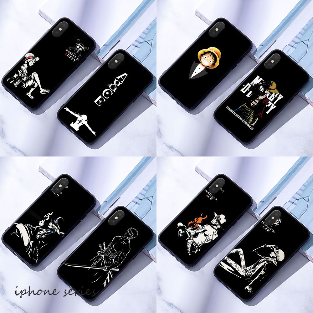 Ốp điện thoại mềm họa tiết One Piece màu đen dành Compatible for iPhone 6 6s 7 8 Plus