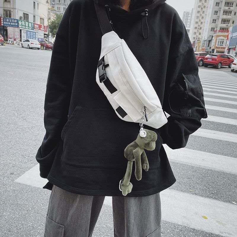 Túi đeo chéo bằng vải canvas phong cách Harajuku Hàn Quốc thời trang cho nữ 2021