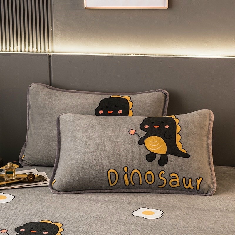 Bộ ga và 2 vỏ gối nỉ nhung tuyết hoạ tiết 3D mềm mịn dễ thương | BigBuy360 - bigbuy360.vn