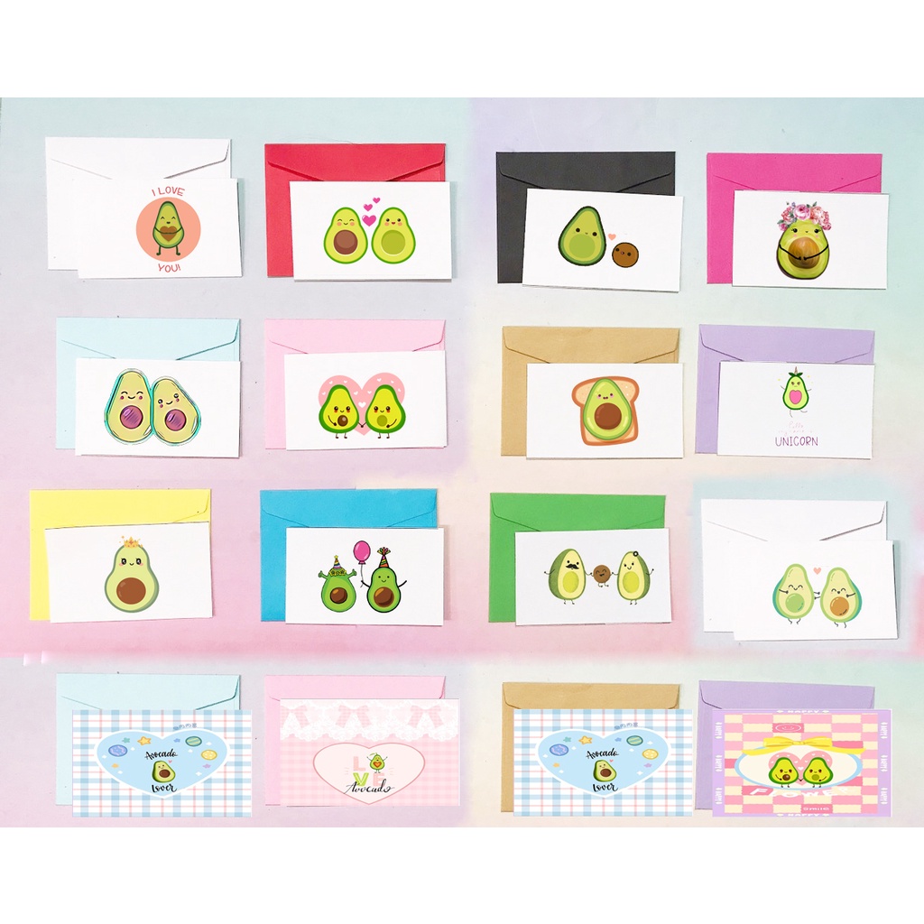 Thiệp sinh nhật quả bơ TSN17 thiệp quà tặng avocado thiếp mini kèm phong bì
