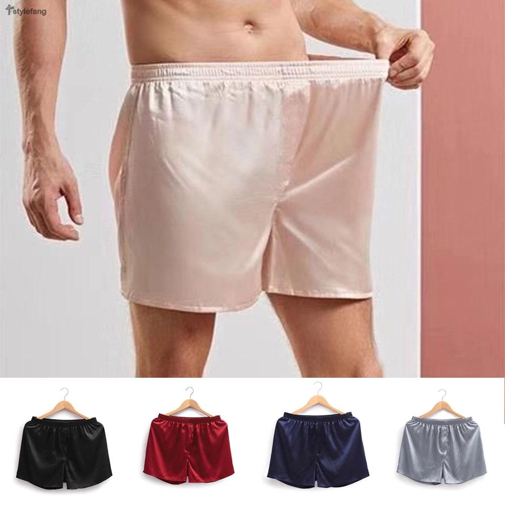 Quần Lót Boxer Màu Trơn Bằng Vải Satin Cho Nam