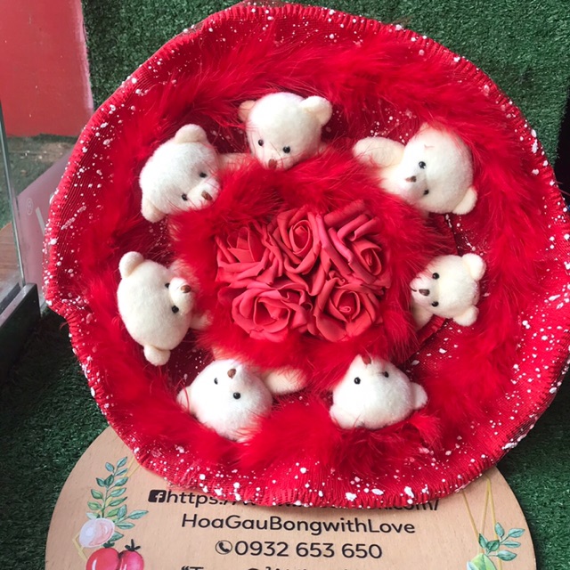 Hoa gấu bông 7 gấu đỏ