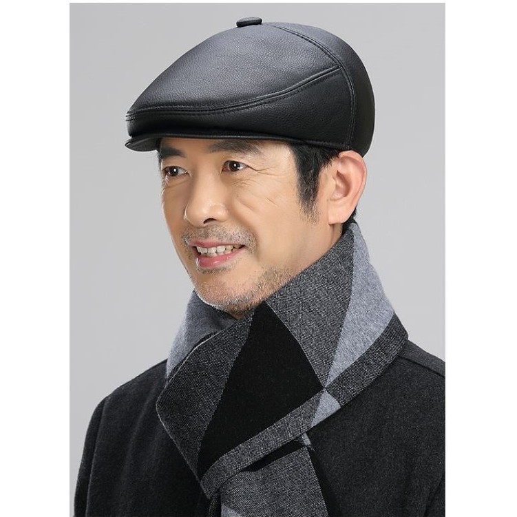 Mũ nồi, Nón Beret Nam trung niên chất vải Da Pu cao cấp - quà tặng ỹ nghĩa cho người thân của bạn