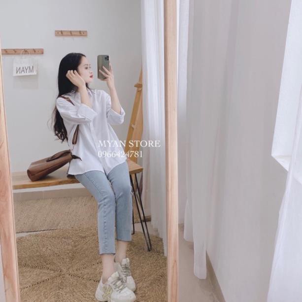 Sơ mi trắng tay dài trơn