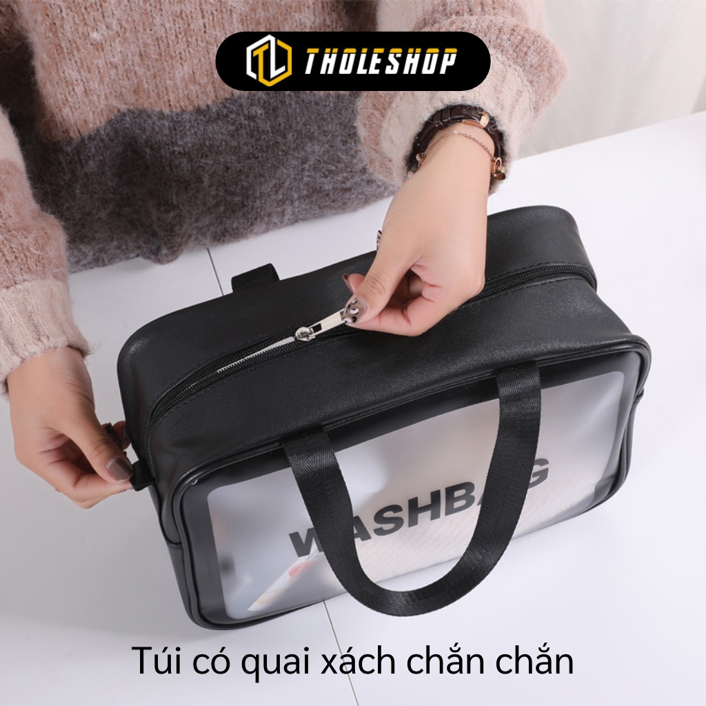 Túi Đựng Mỹ Phẩm - Túi Đựng Đồ Trang Điểm, Đồ Du Lịch Da Pu Trong Suốt WASHBAG 9414