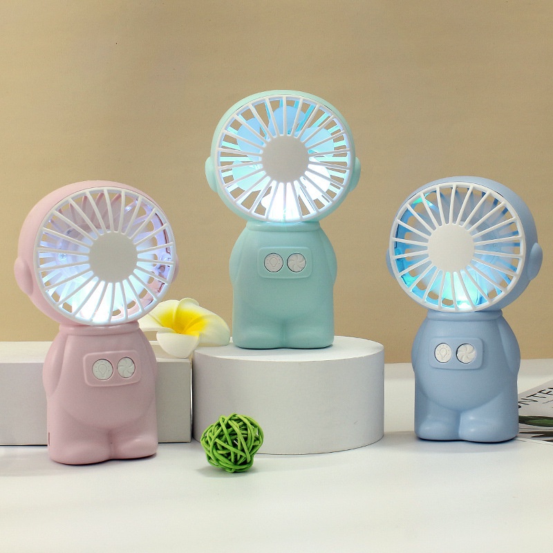 Quạt Mini Cầm Tay Để Bàn Có Đèn Ban Đêm Phong Cách Mới