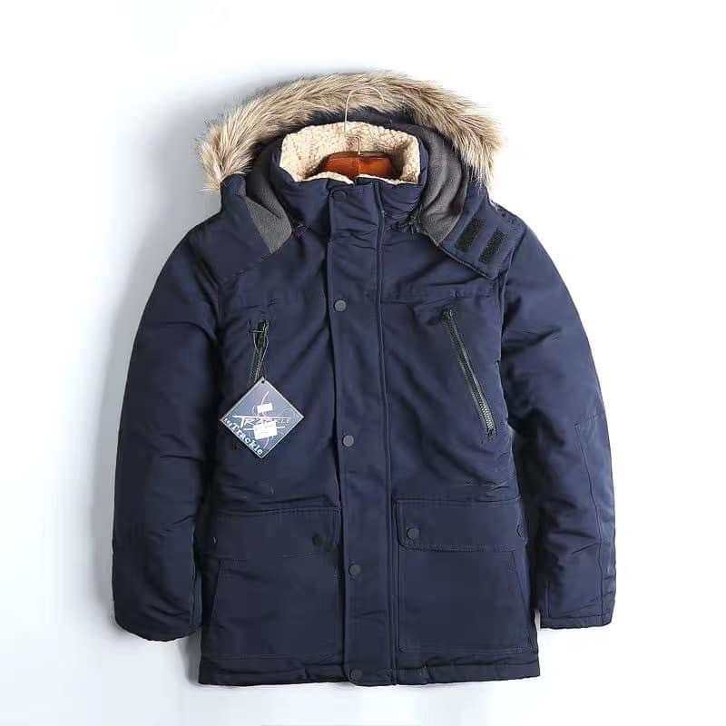 Áo Khoác Parka Nam Mũ Lông Loại Dày Siêu Ấm 2 Màu Đen, Xanh Than