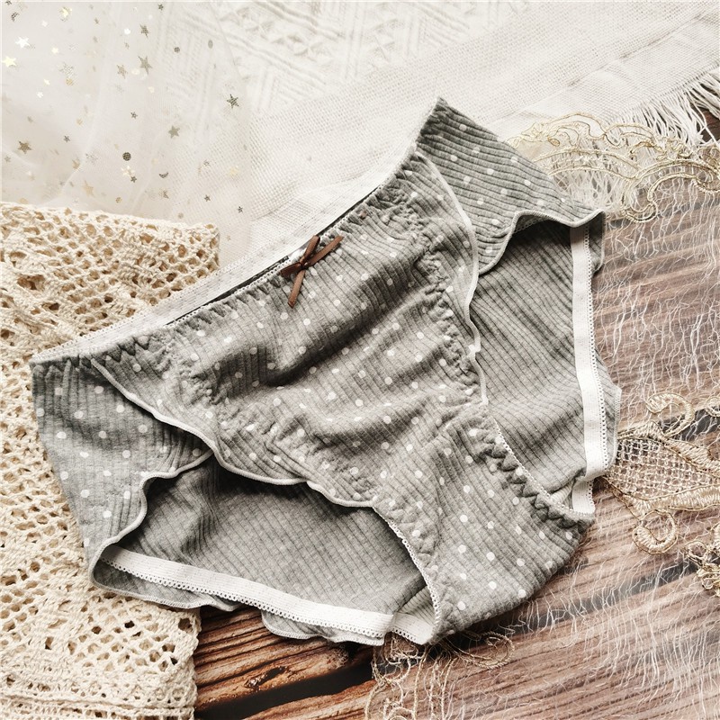 Quần Lót cotton Phối Nơ Họa Tiết Chấm Bi Màu Đen Phong Cách Cổ Điển Siêu Xinh