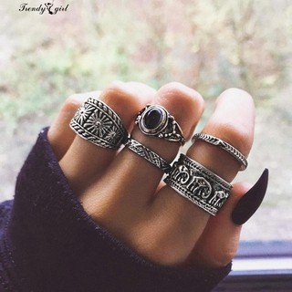 Set 5 nhẫn đeo tay phong cách retro thời trang cho nữ