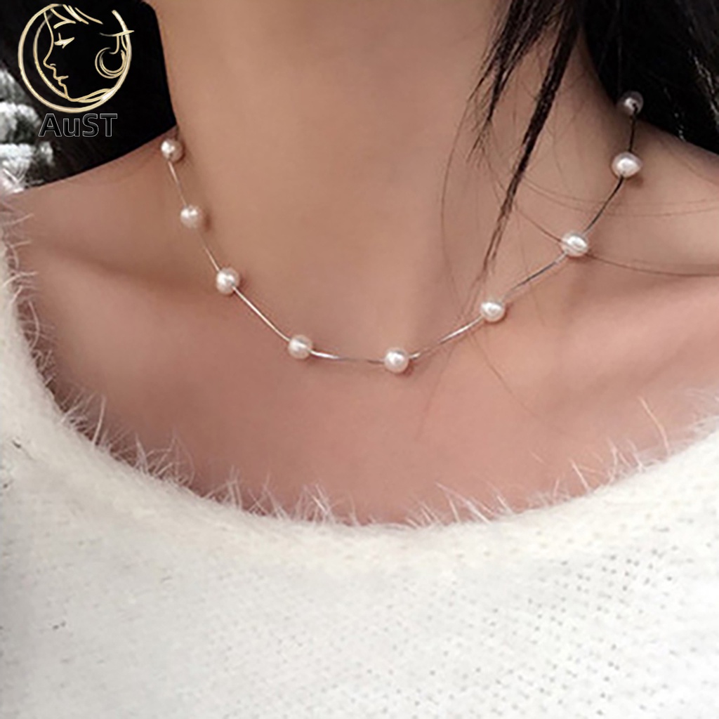 Ustinstore Chuỗi Dây Ngọc Trai Giả Bằng Hợp Kim Có Thể Điều Chỉnh Thoải Mái Mặc Trong Đám Cưới